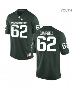 Youth Michigan State Spartans NCAA #62 Luke Campbell Green Authentic Nike Stitched College Football Jersey IV32W17MD